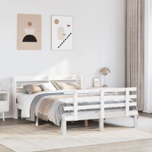 Berkfield Bed Frame with Headboard without Mattress White 135x190 cm Double