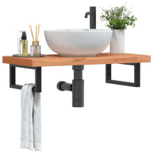 Berkfield Basin Shelf Wall Mounted Steel and Solid Wood Beech