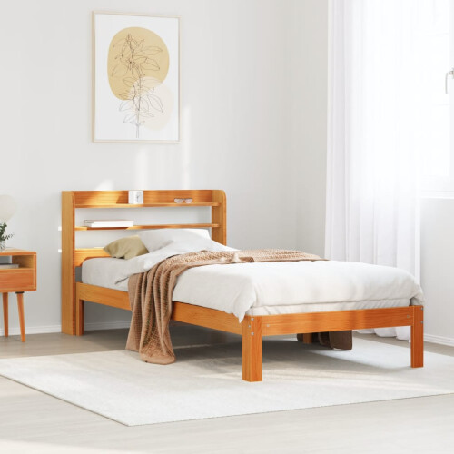Berkfield Bed Frame without Mattress Wax Brown 100x200 cm Solid Wood Pine