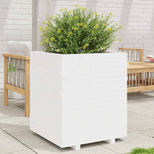 Berkfield Garden Planter White 60x60x72.5 cm Solid Wood Pine