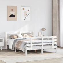 Berkfield Bed Frame with Headboard without Mattress White 140x200 cm