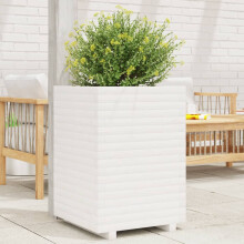 Berkfield Garden Planter White 50x50x72 cm Solid Wood Pine