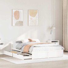 Berkfield Bed Frame without Mattress White 135x190 cm Double Solid Wood Pine