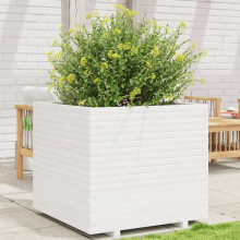 Berkfield Garden Planter White 80x80x72 cm Solid Wood Pine