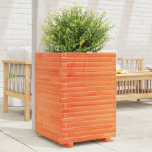 Berkfield Garden Planter Wax Brown 50x50x72 cm Solid Wood Pine
