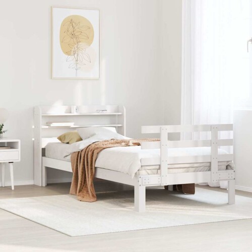 Berkfield Bed Frame with Headboard without Mattress White 75x190 cm Small Single