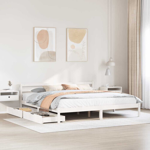Berkfield Bed Frame without Mattress White 200x200 cm Solid Wood Pine