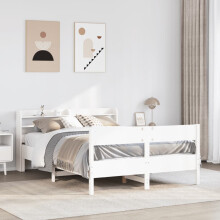 Berkfield Bed Frame without Mattress White 140x190 cm Solid Wood Pine