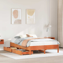 Berkfield Bed Frame without Mattress Wax Brown 150x200 cm King Size Solid Wood Pine