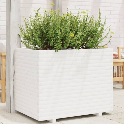 Berkfield Garden Planter White 90x60x72 cm Solid Wood Pine