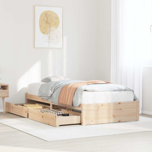 Berkfield Bed Frame without Mattress 75x190 cm Small Single Solid Wood Pine