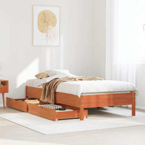 Berkfield Bed Frame without Mattress Wax Brown 90x200 cm Solid Wood Pine