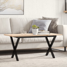 Berkfield Coffee Table X-Frame 100x50x45 cm Solid Wood Pine and Steel