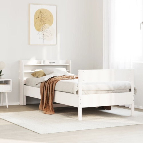 Berkfield Bed Frame without Mattress White 75x190 cm Small Single Solid Wood Pine
