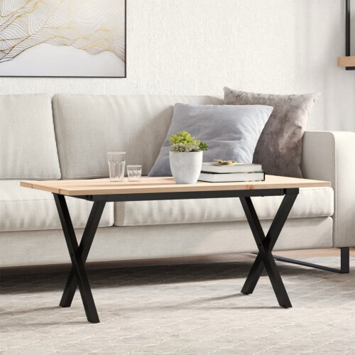 Berkfield Coffee Table X-Frame 90x40x45 cm Solid Wood Pine and Steel