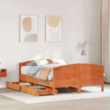 Berkfield Bed Frame without Mattress Wax Brown 150x200 cm King Size Solid Wood Pine