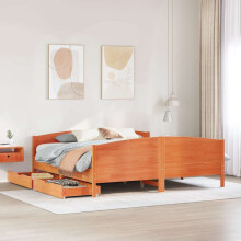 Berkfield Bed Frame without Mattress Wax Brown 180x200 cm Super King Solid Wood Pine