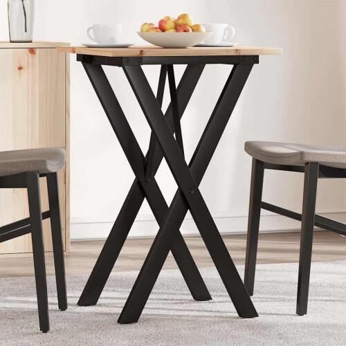 Berkfield Dining Table X-Frame 50x50x75 cm Solid Wood Pine and Steel