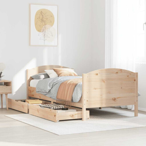 Berkfield Bed Frame without Mattress 75x190 cm Small Single Solid Wood Pine