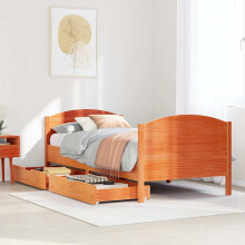 Berkfield Bed Frame without Mattress Wax Brown 75x190 cm Small Single Solid Wood Pine
