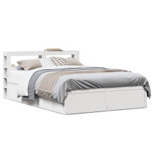 Berkfield Bed Frame with Headboard White 120x190 cm Small Double Solid Wood Pine