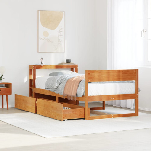 Berkfield Bed Frame without Mattress Wax Brown 100x200 cm Solid Wood Pine