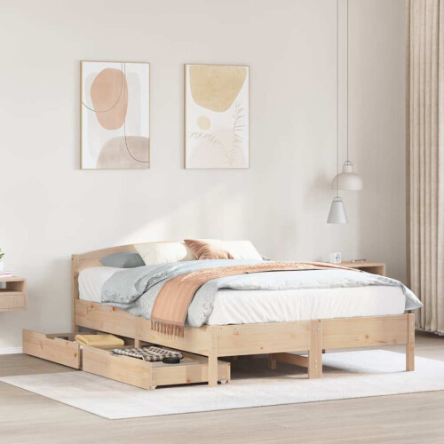 Berkfield Bed Frame without Mattress 135x190 cm Double Solid Wood Pine