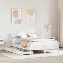 Berkfield Bed Frame without Mattress White 135x190 cm Double Solid Wood Pine