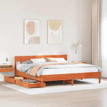 Berkfield Bed Frame without Mattress Wax Brown 180x200 cm Super King Solid Wood Pine