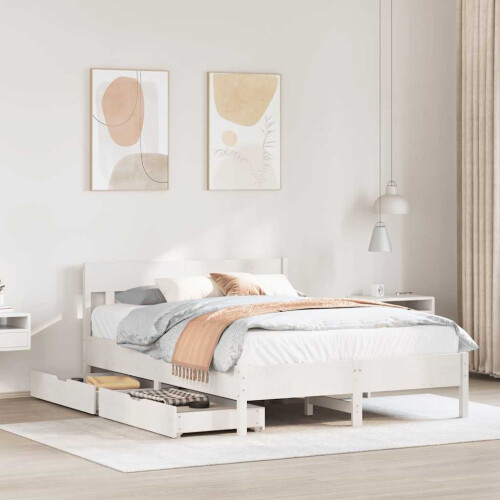 Berkfield Bed Frame without Mattress White 120x190 cm Small Double Solid Wood Pine