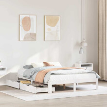 Berkfield Bed Frame with Drawers without Mattress White 135x190 cm Double