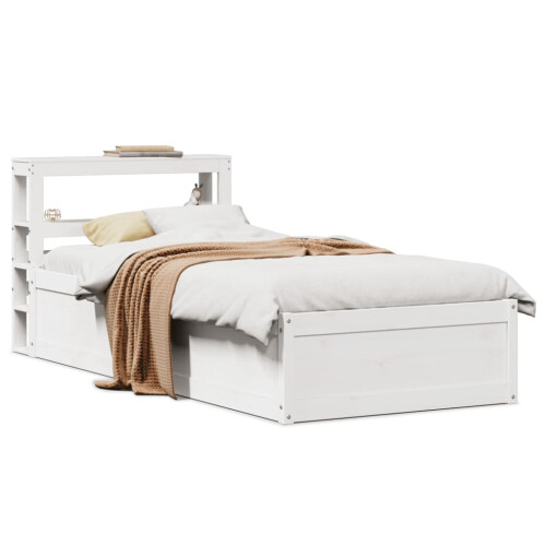 Berkfield Bed Frame with Headboard White 90x190 cm Single Solid Wood Pine
