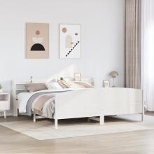 Berkfield Bed Frame without Mattress White 200x200 cm Solid Wood Pine