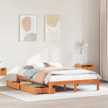 Berkfield Bed Frame with Drawers without Mattress Wax Brown 120x190 cm Small Double