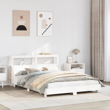 Berkfield Bed Frame without Mattress White 150x200 cm King Size Solid Wood Pine