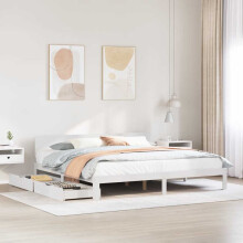Berkfield Bed Frame with Drawers without Mattress White 200x200 cm