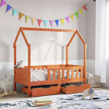 Berkfield Kids Bed Frame with Drawers without Mattress 80x160 cm Solid Wood