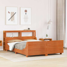 Berkfield Bed Frame without Mattress Wax Brown 135x190 cm Double Solid Wood Pine