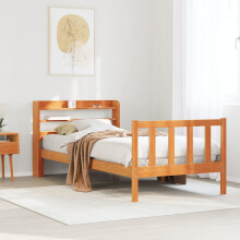 Berkfield Bed Frame with Headboard without Mattress Wax Brown 100x200 cm