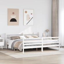 Berkfield Bed Frame with Headboard without Mattress White 200x200 cm