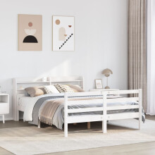 Berkfield Bed Frame with Headboard without Mattress White 150x200 cm King Size