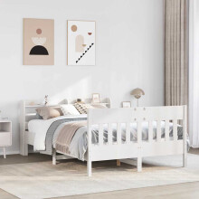 Berkfield Bed Frame without Mattress White 135x190 cm Double Solid Wood Pine