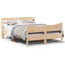 Berkfield Bed Frame with Headboard 150x200 cm King Size Solid Wood Pine