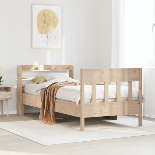 Berkfield Bed Frame without Mattress 75x190 cm Small Single Solid Wood Pine