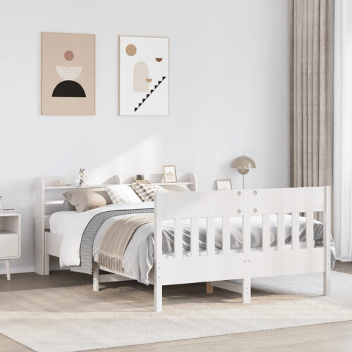 Berkfield Bed Frame without Mattress White 120x190 cm Small Double Solid Wood Pine