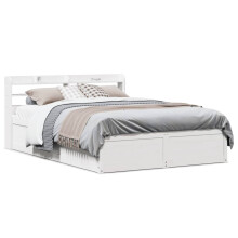 Berkfield Bed Frame with Headboard White 140x190 cm Solid Wood Pine