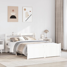 Berkfield Bed Frame with Headboard without Mattress White 135x190 cm Double