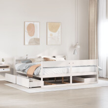 Berkfield Bed Frame without Mattress White 180x200 cm Super King Solid Wood Pine