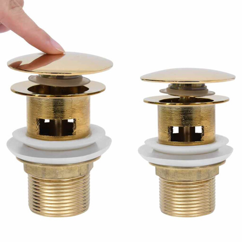 Berkfield Push Drain with Overflow Function Gold 6.4x6.4x9.1 cm 1