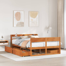 Berkfield Bed Frame without Mattress Wax Brown 150x200 cm King Size Solid Wood Pine